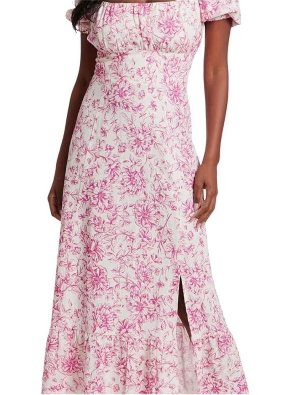 London Times Pink and White Floral Off-Shoulder Maxi Dress